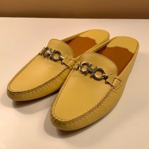 Salvatore Ferragamo yellow leather mules